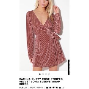 Lulus Rusty Rose Velvet Wrap Dress